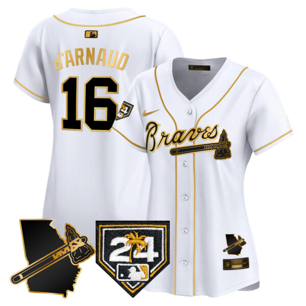 Women's Atlanta Braves 2024 Spring Training & Georgia Patch Vapor Premier Limited Jersey - All Stitched - Image 12