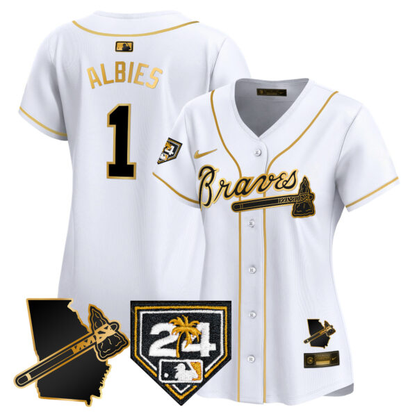 Women's Atlanta Braves 2024 Spring Training & Georgia Patch Vapor Premier Limited Jersey - All Stitched - Image 16