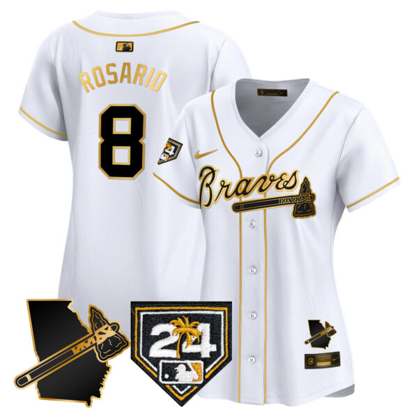 Women's Atlanta Braves 2024 Spring Training & Georgia Patch Vapor Premier Limited Jersey - All Stitched - Image 17