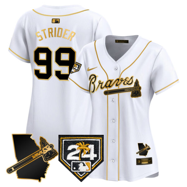 Women's Atlanta Braves 2024 Spring Training & Georgia Patch Vapor Premier Limited Jersey - All Stitched - Image 19