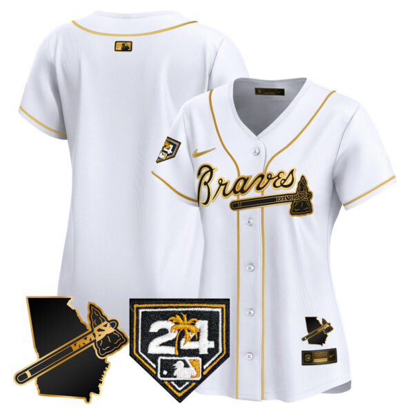 Women's Atlanta Braves 2024 Spring Training & Georgia Patch Vapor Premier Limited Jersey - All Stitched - Image 20