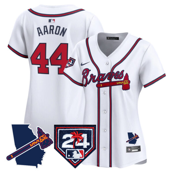Women's Atlanta Braves 2024 Spring Training & Georgia Patch Vapor Premier Limited Jersey - All Stitched - Image 28