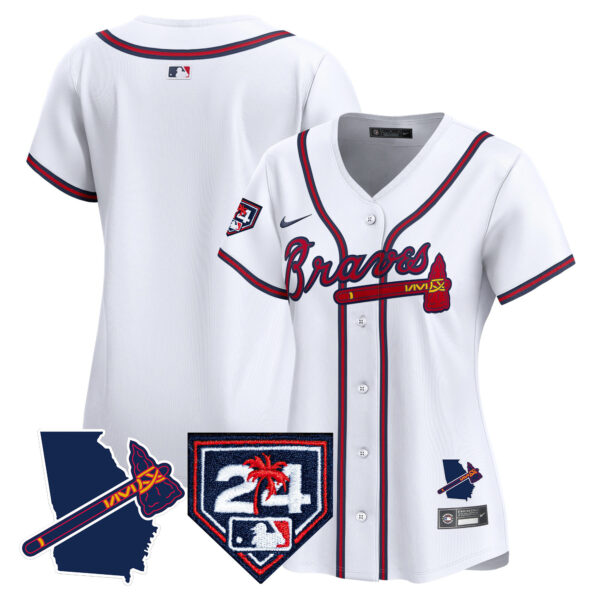 Women's Atlanta Braves 2024 Spring Training & Georgia Patch Vapor Premier Limited Jersey - All Stitched - Image 30