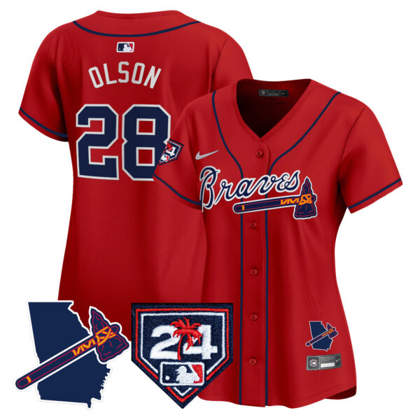 Women's Atlanta Braves 2024 Spring Training & Georgia Patch Vapor Premier Limited Jersey - All Stitched - Image 35