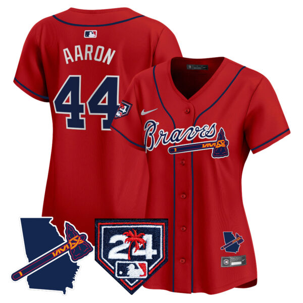 Women's Atlanta Braves 2024 Spring Training & Georgia Patch Vapor Premier Limited Jersey - All Stitched - Image 38