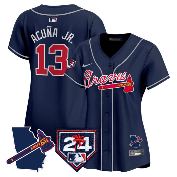 Women's Atlanta Braves 2024 Spring Training & Georgia Patch Vapor Premier Limited Jersey - All Stitched - Image 41