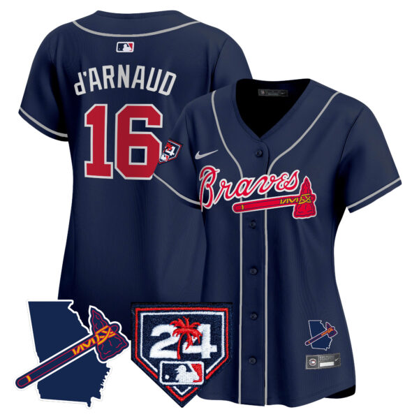 Women's Atlanta Braves 2024 Spring Training & Georgia Patch Vapor Premier Limited Jersey - All Stitched - Image 42