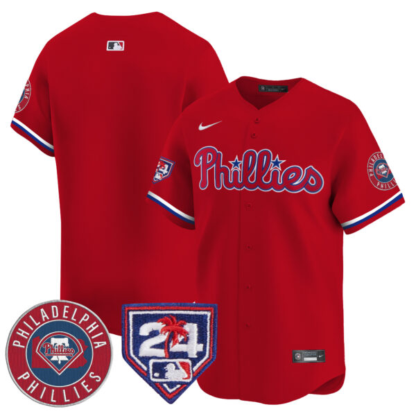Men's Phillies 2024 Spring Training Patch Vapor Premier Limited Jersey V2 - All Stitched - Image 27