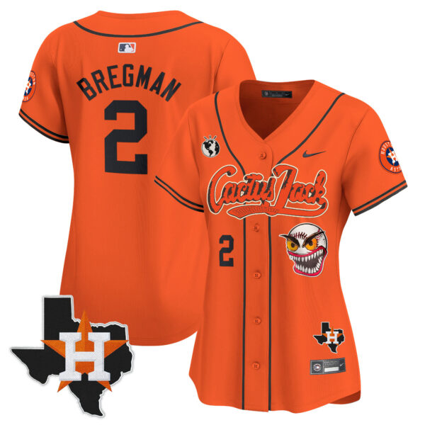 Women's Houston Astros Cactus Jack Patch Vapor Premier Limited Jersey V6 - Stitched - Image 31