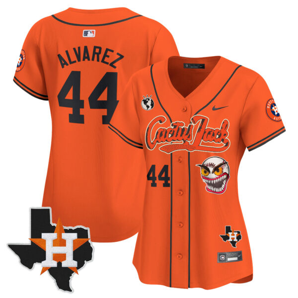 Women's Houston Astros Cactus Jack Patch Vapor Premier Limited Jersey V6 - Stitched - Image 33
