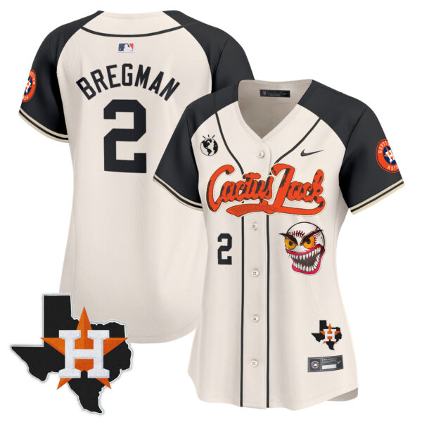 Women's Houston Astros Cactus Jack Patch Vapor Premier Limited Jersey V6 - Stitched - Image 49