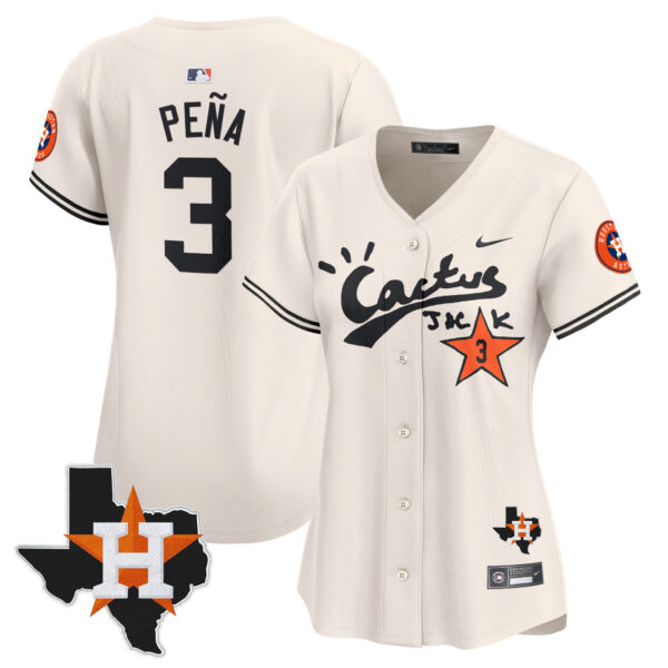 Women's Houston Astros Cactus Jack Patch Vapor Premier Limited Jersey V7 - Stitched - Image 3