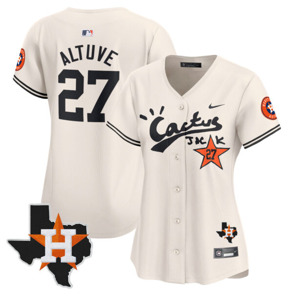 Women's Houston Astros Cactus Jack Patch Vapor Premier Limited Jersey V7 - Stitched - Image 5
