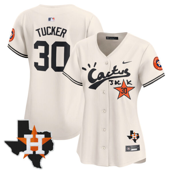 Women's Houston Astros Cactus Jack Patch Vapor Premier Limited Jersey V7 - Stitched - Image 8