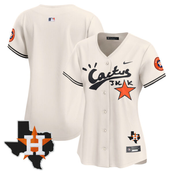 Women's Houston Astros Cactus Jack Patch Vapor Premier Limited Jersey V7 - Stitched - Image 9