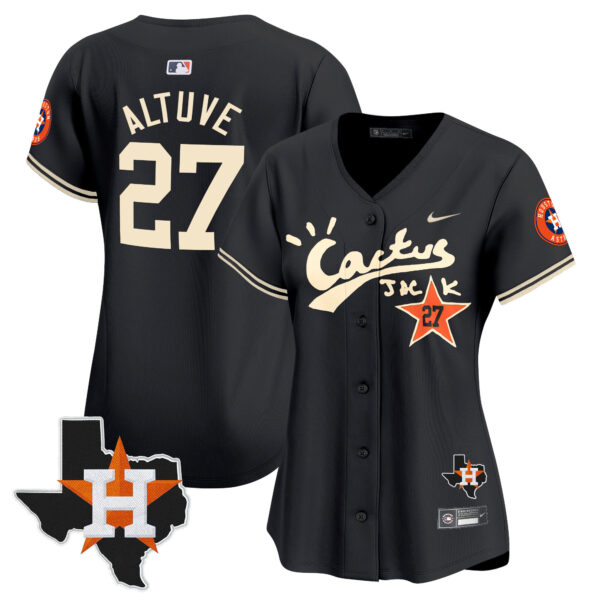 Women's Houston Astros Cactus Jack Patch Vapor Premier Limited Jersey V7 - Stitched - Image 23