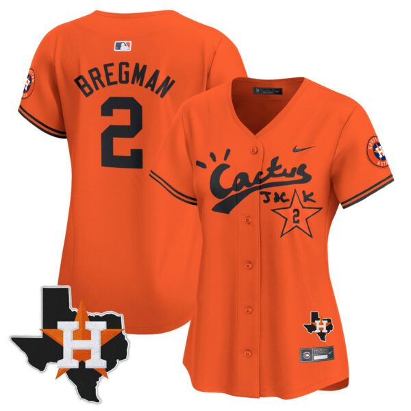 Women's Houston Astros Cactus Jack Patch Vapor Premier Limited Jersey V7 - Stitched - Image 31