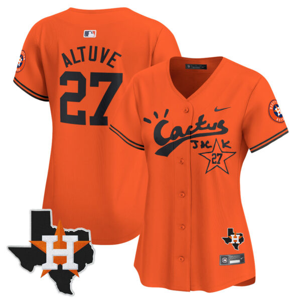 Women's Houston Astros Cactus Jack Patch Vapor Premier Limited Jersey V7 - Stitched - Image 32