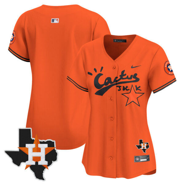 Women's Houston Astros Cactus Jack Patch Vapor Premier Limited Jersey V7 - Stitched - Image 36
