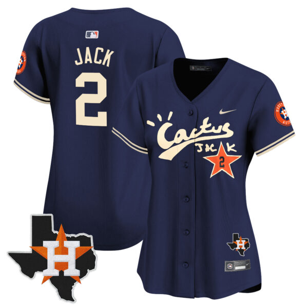 Women's Houston Astros Cactus Jack Patch Vapor Premier Limited Jersey V7 - Stitched - Image 38