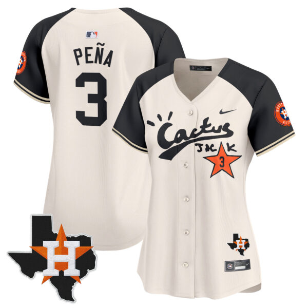 Women's Houston Astros Cactus Jack Patch Vapor Premier Limited Jersey V7 - Stitched - Image 48