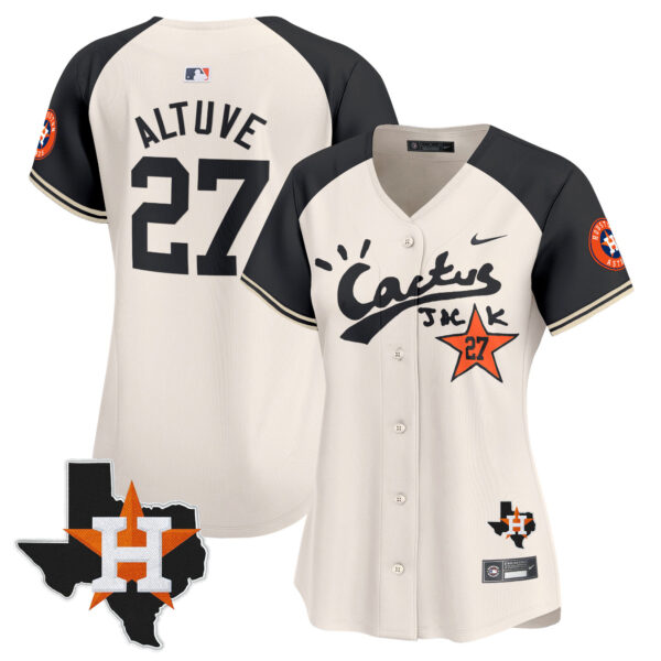 Women's Houston Astros Cactus Jack Patch Vapor Premier Limited Jersey V7 - Stitched - Image 50