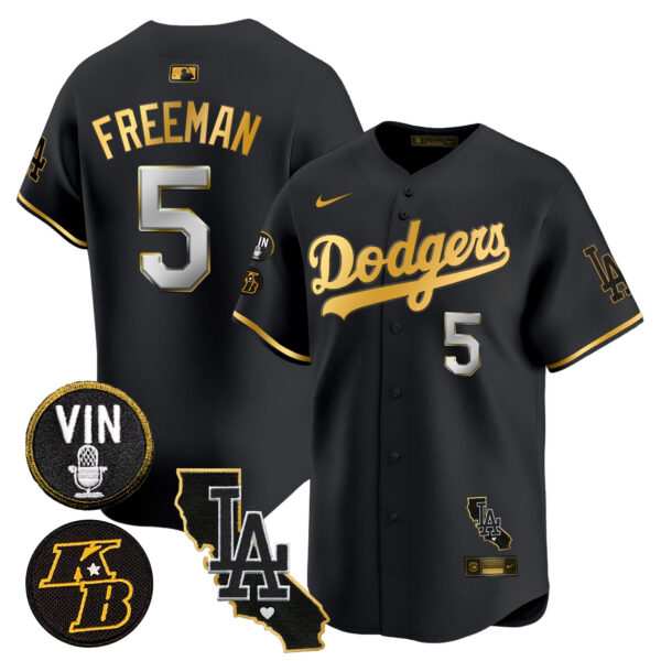 Men's Dodgers Vin & Kobe Patch Gold Trim Vapor Premier Limited Jersey V2 - All Stitched - Image 2