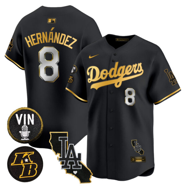 Men's Dodgers Vin & Kobe Patch Gold Trim Vapor Premier Limited Jersey V2 - All Stitched - Image 6