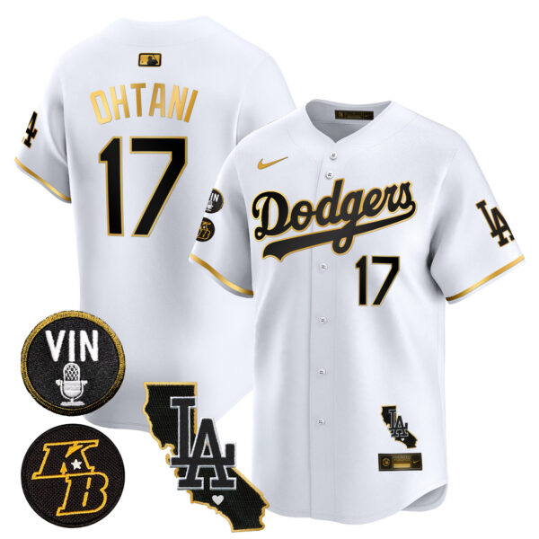 Men's Dodgers Vin & Kobe Patch Gold Trim Vapor Premier Limited Jersey V2 - All Stitched - Image 11