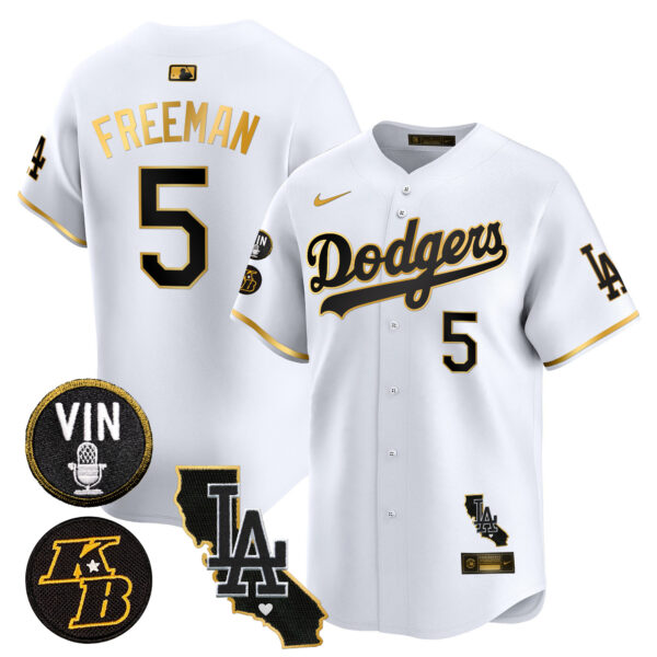 Men's Dodgers Vin & Kobe Patch Gold Trim Vapor Premier Limited Jersey V2 - All Stitched - Image 12