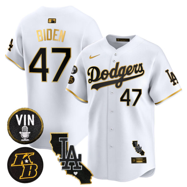 Men's Dodgers Vin & Kobe Patch Gold Trim Vapor Premier Limited Jersey V2 - All Stitched - Image 19