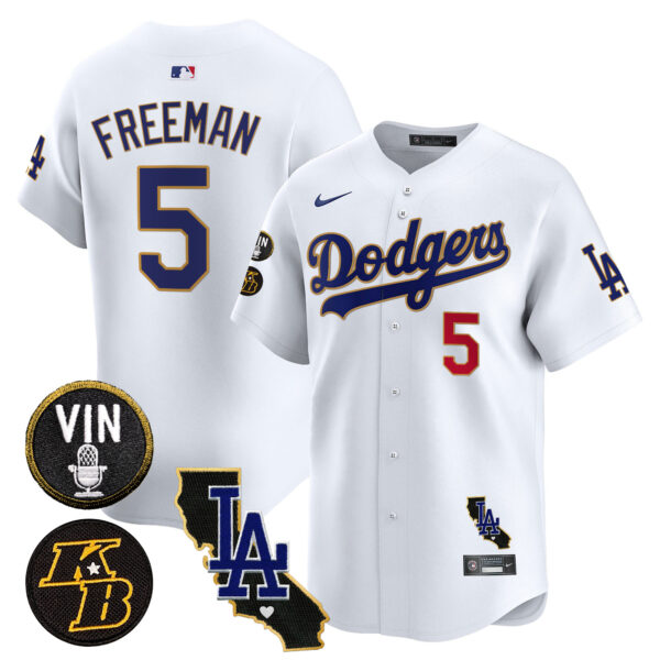 Men's Dodgers Vin & Kobe Patch Gold Trim Vapor Premier Limited Jersey V2 - All Stitched - Image 22