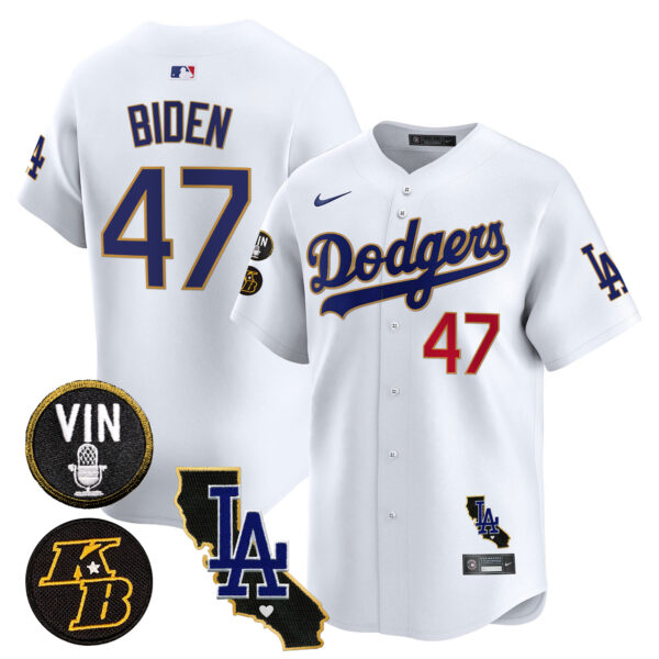 Men's Dodgers Vin & Kobe Patch Gold Trim Vapor Premier Limited Jersey V2 - All Stitched - Image 29