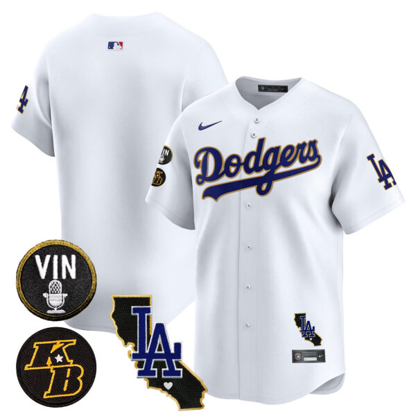 Men's Dodgers Vin & Kobe Patch Gold Trim Vapor Premier Limited Jersey V2 - All Stitched - Image 30