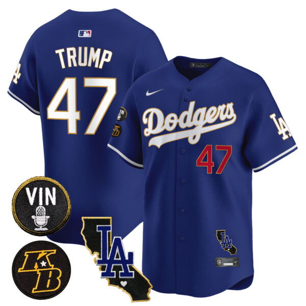 Men's Dodgers Vin & Kobe Patch Gold Trim Vapor Premier Limited Jersey V2 - All Stitched - Image 38