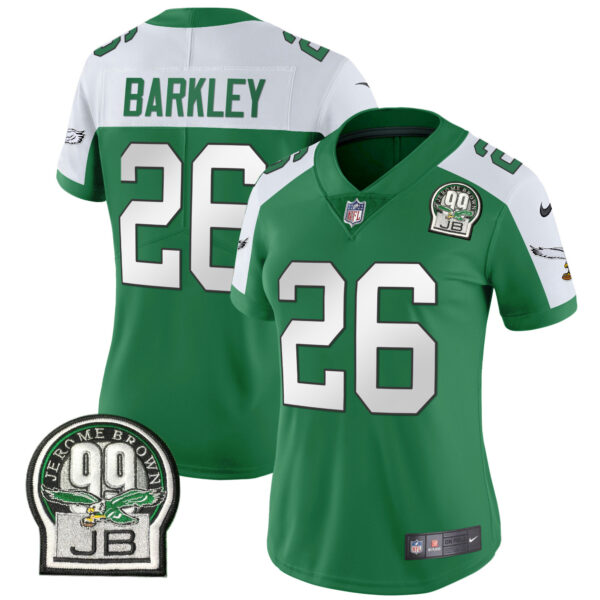 Women's Eagles Jerome Brown Patch Kelly Green Alternate Jersey V2 - All Stitched - Image 6