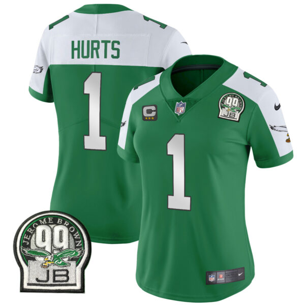 Women's Eagles Jerome Brown Patch Kelly Green Alternate Jersey V2 - All Stitched - Image 9