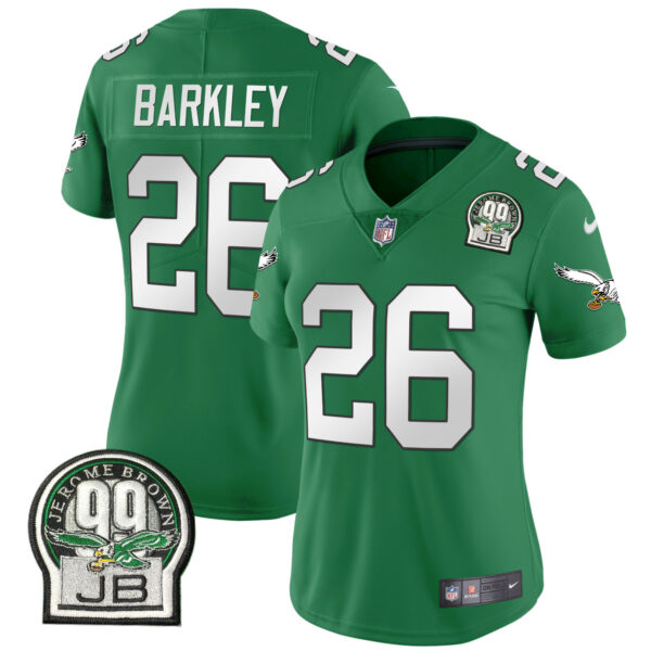 Women's Eagles Jerome Brown Patch Kelly Green Alternate Jersey V2 - All Stitched - Image 11