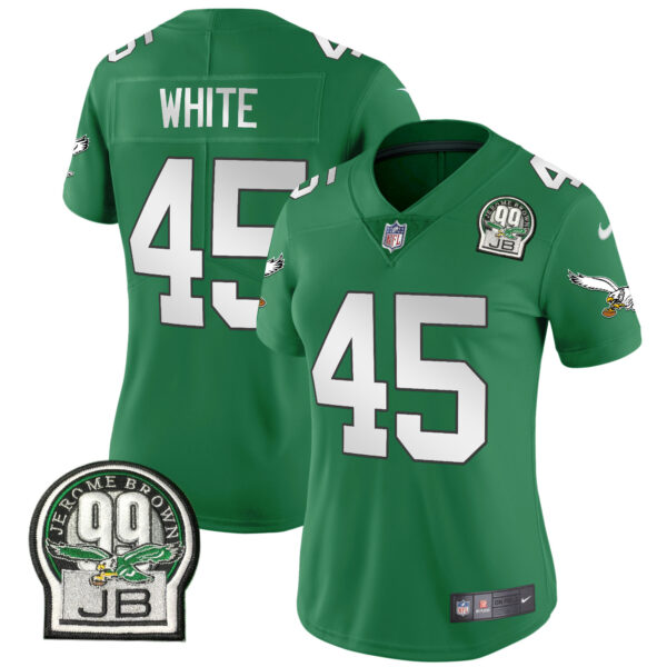 Women's Eagles Jerome Brown Patch Kelly Green Alternate Jersey V2 - All Stitched - Image 13