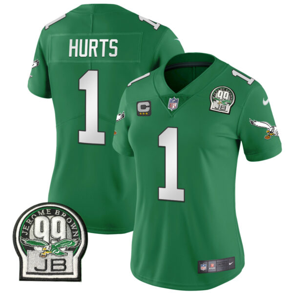 Women's Eagles Jerome Brown Patch Kelly Green Alternate Jersey V2 - All Stitched - Image 14