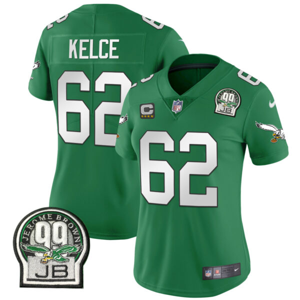 Women's Eagles Jerome Brown Patch Kelly Green Alternate Jersey V2 - All Stitched - Image 15