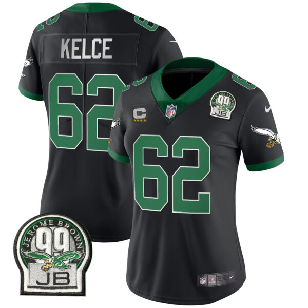 Women's Eagles Jerome Brown Patch Kelly Green Alternate Jersey V2 - All Stitched - Image 25