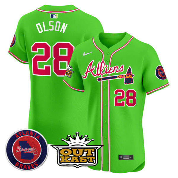 Men's Atlanta Braves Atliens Vapor Premier Elite Jersey - All Stitched - Image 16