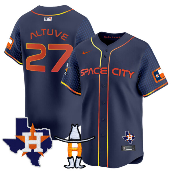 Men's Astros Space City Texas Patch Vapor Premier Limited Jersey - All Stitched - Image 38