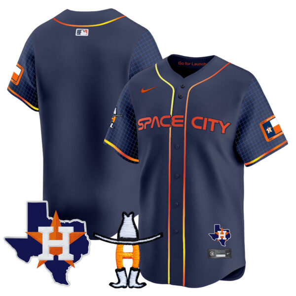 Men's Astros Space City Texas Patch Vapor Premier Limited Jersey - All Stitched - Image 45