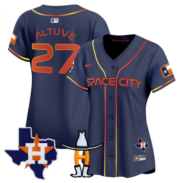 Women's Astros Space City Texas Patch Vapor Premier Limited Jersey - All Stitched - Image 38