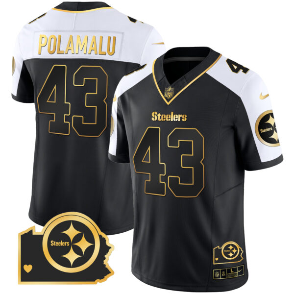 Men's Steelers Home Patch Gold Vapor Jersey - All Stitched - Image 6