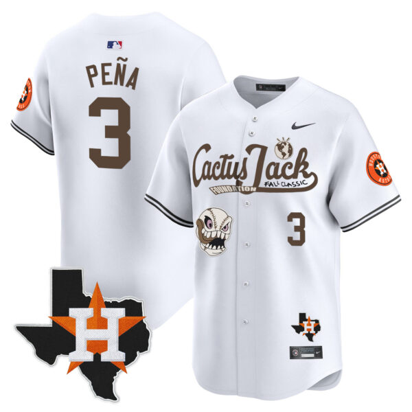 Men's Houston Astros Cactus Jack Patch Vapor Premier Limited Jersey V8 - Stitched - Image 12