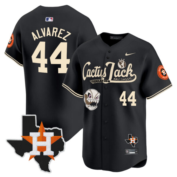 Men's Houston Astros Cactus Jack Patch Vapor Premier Limited Jersey V8 - Stitched - Image 24