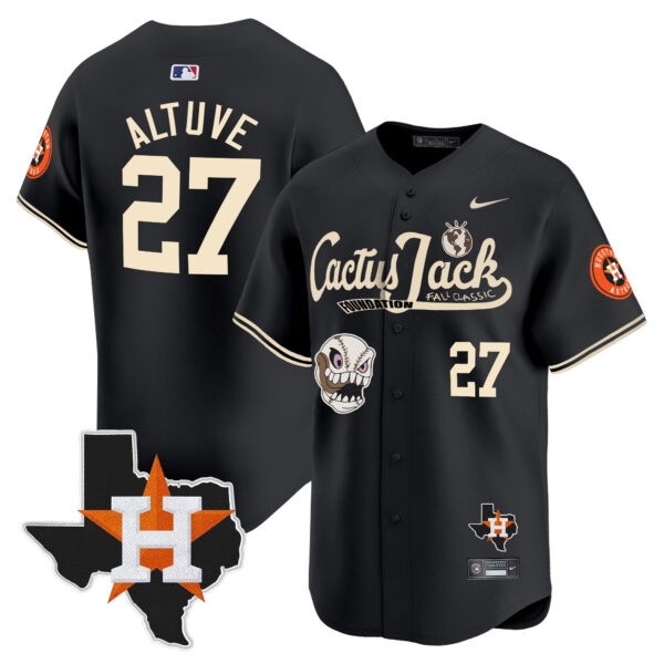 Men's Houston Astros Cactus Jack Patch Vapor Premier Limited Jersey V8 - Stitched - Image 23